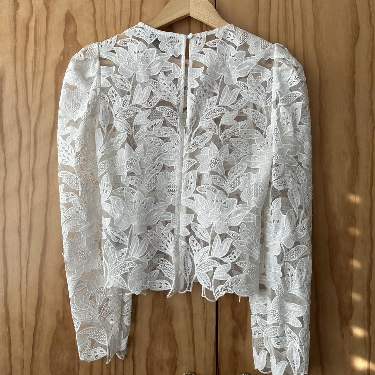 Self Portrait white lace top, size 8. Only worn... - Depop