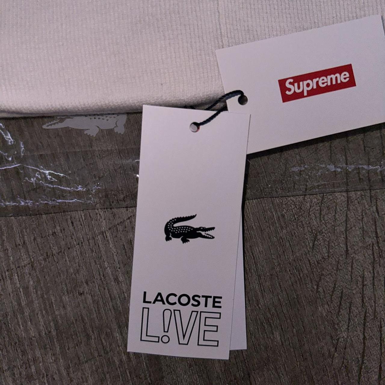 Supreme LACOSTE Beanie Color: Blanc (White) Brand... - Depop