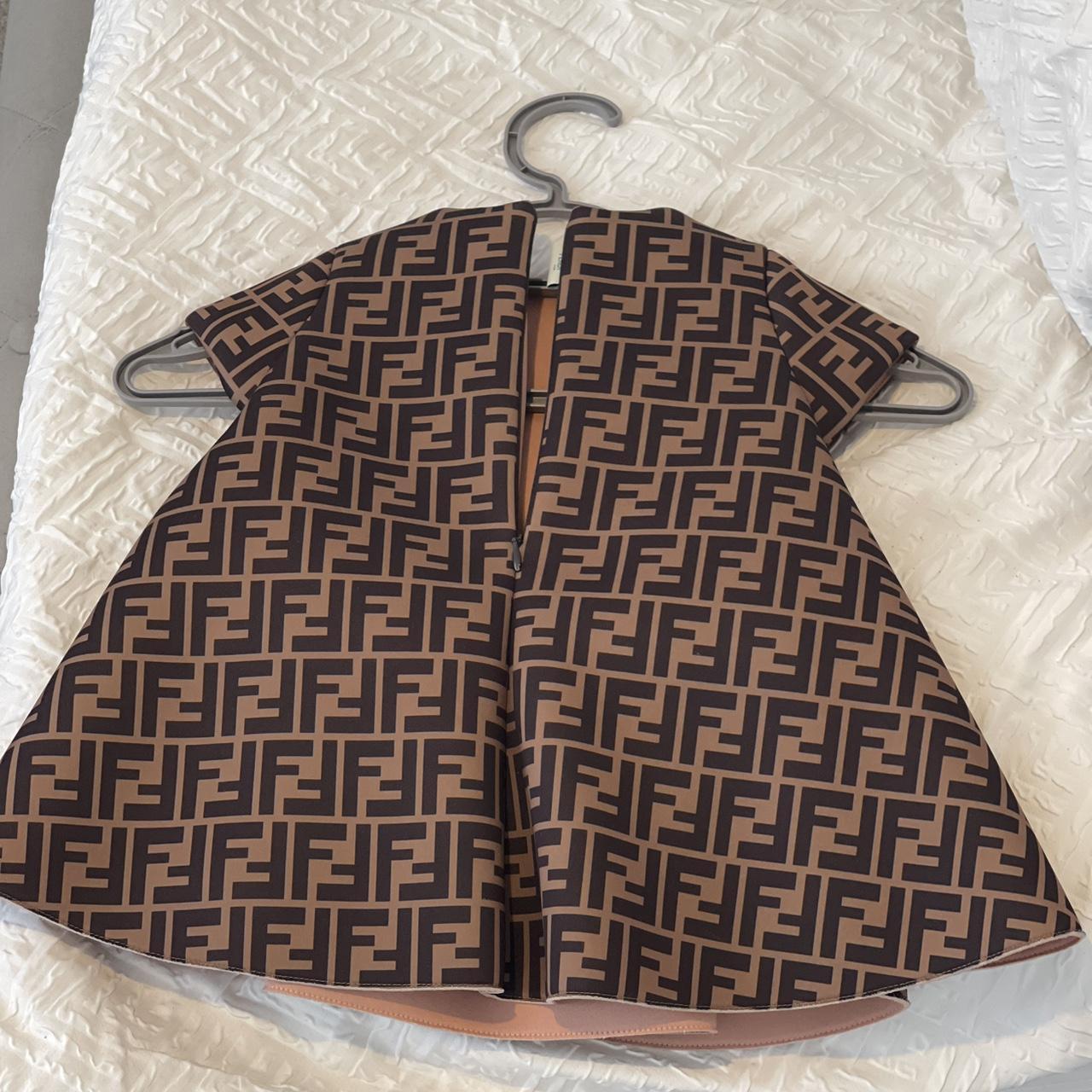 Fendi Kids Baby Girls ff logo dress in brown Depop