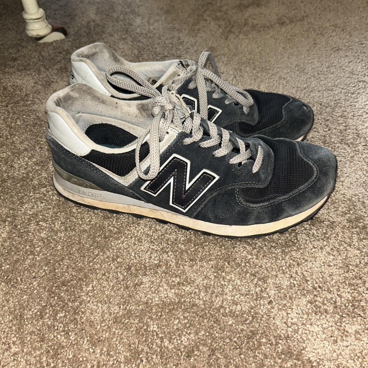 new balance sneakers hole on front left shoe... - Depop