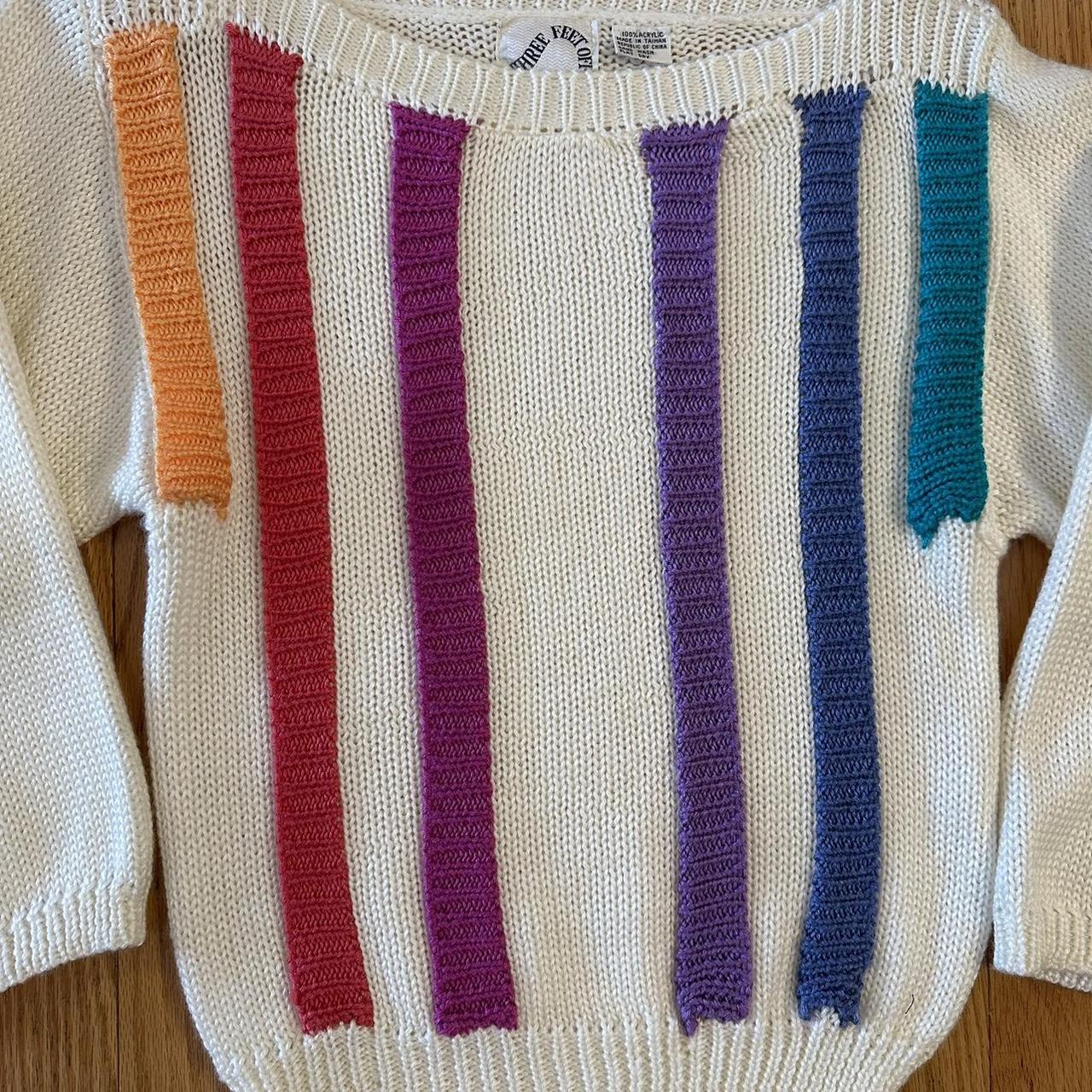 Vintage 70s 80s Rainbow Stripe Knit Sweater Three Depop