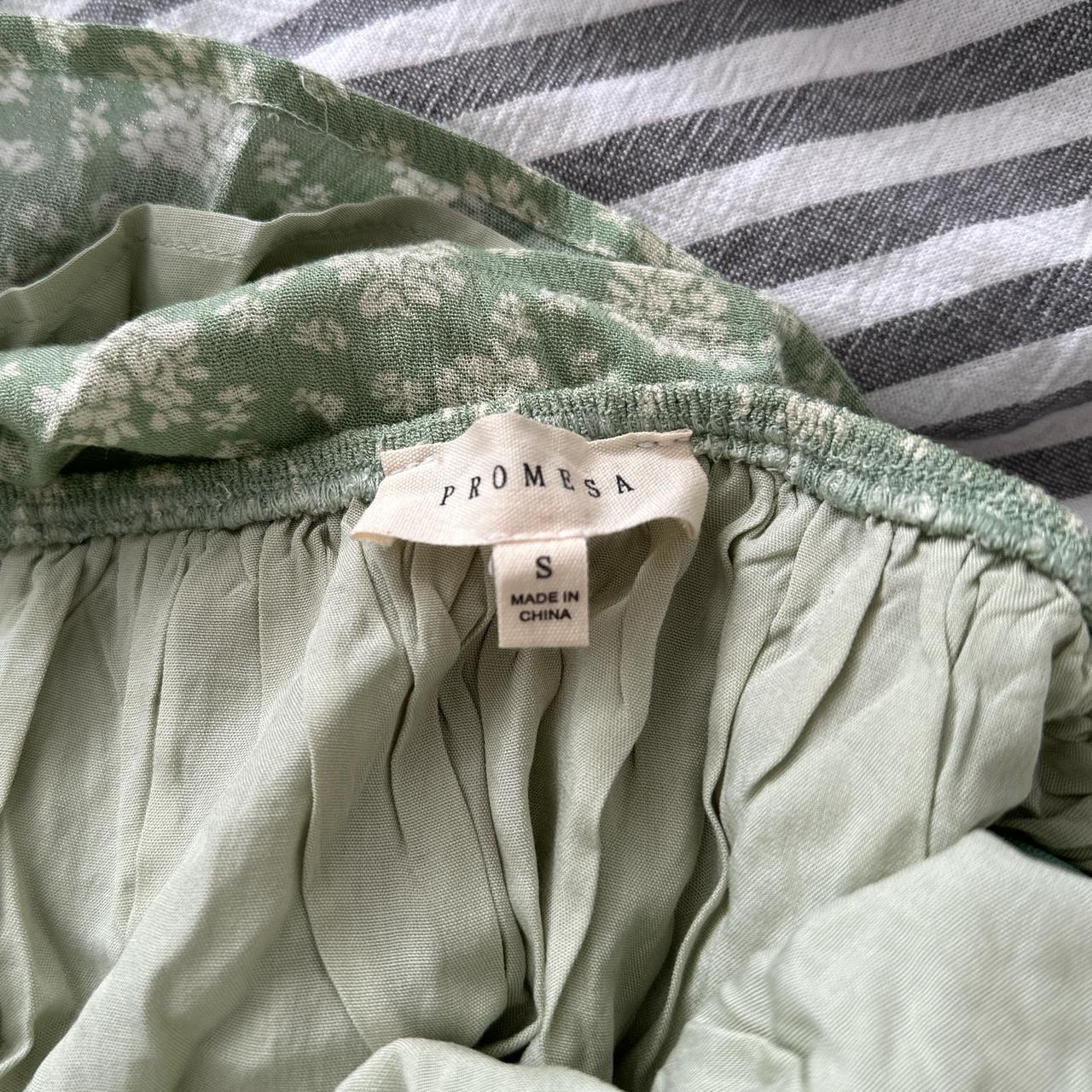 Green Floral Open Back Dress Size S Purchased from... Depop