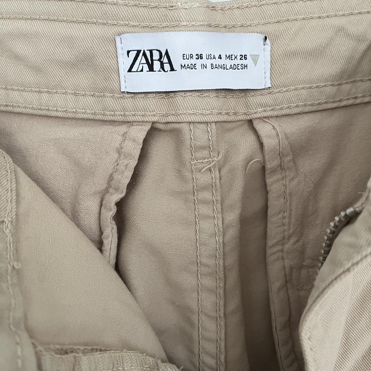 Zara beige Utility trousers / cargo / safari pants - Depop