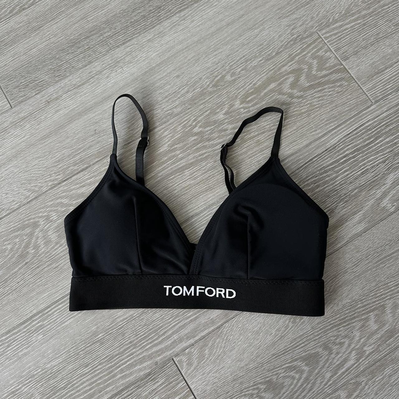 TOM FORD Contrast Logo-Band Bra Size S (will fit XS, S) - Depop