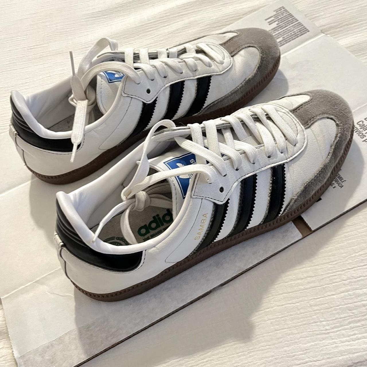 White Adidas Sambas Brand: Adidas Size: MENS... - Depop