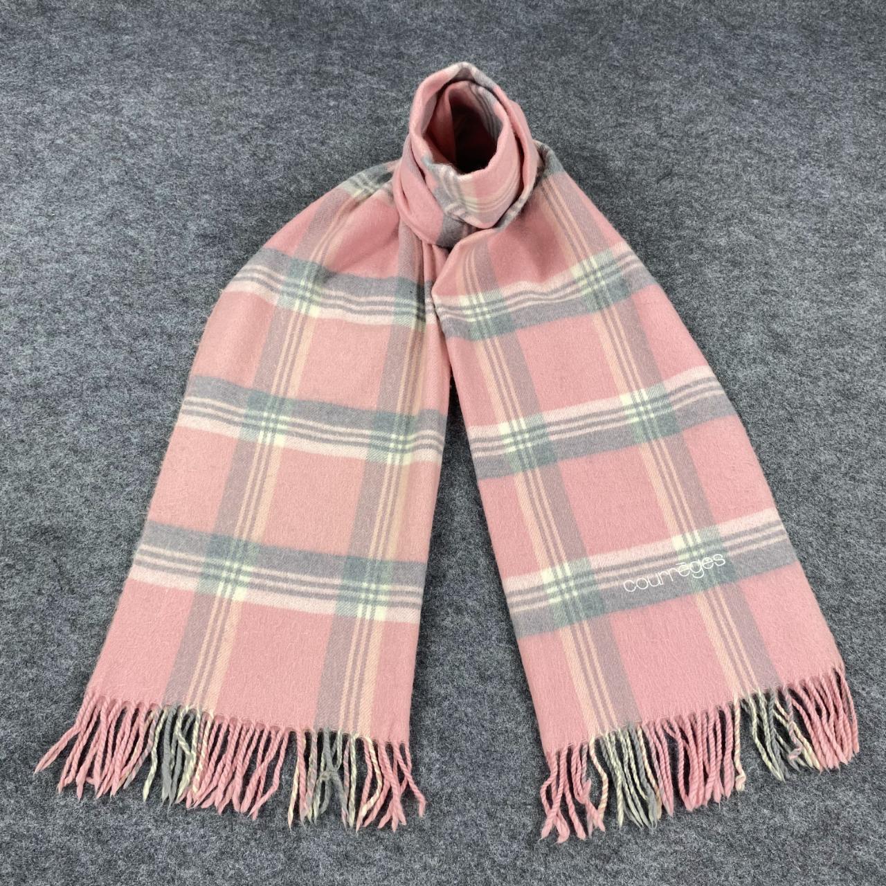 COURREGES PARIS Solid Pink Scarf Fringes Muffler hot Luxury Brand