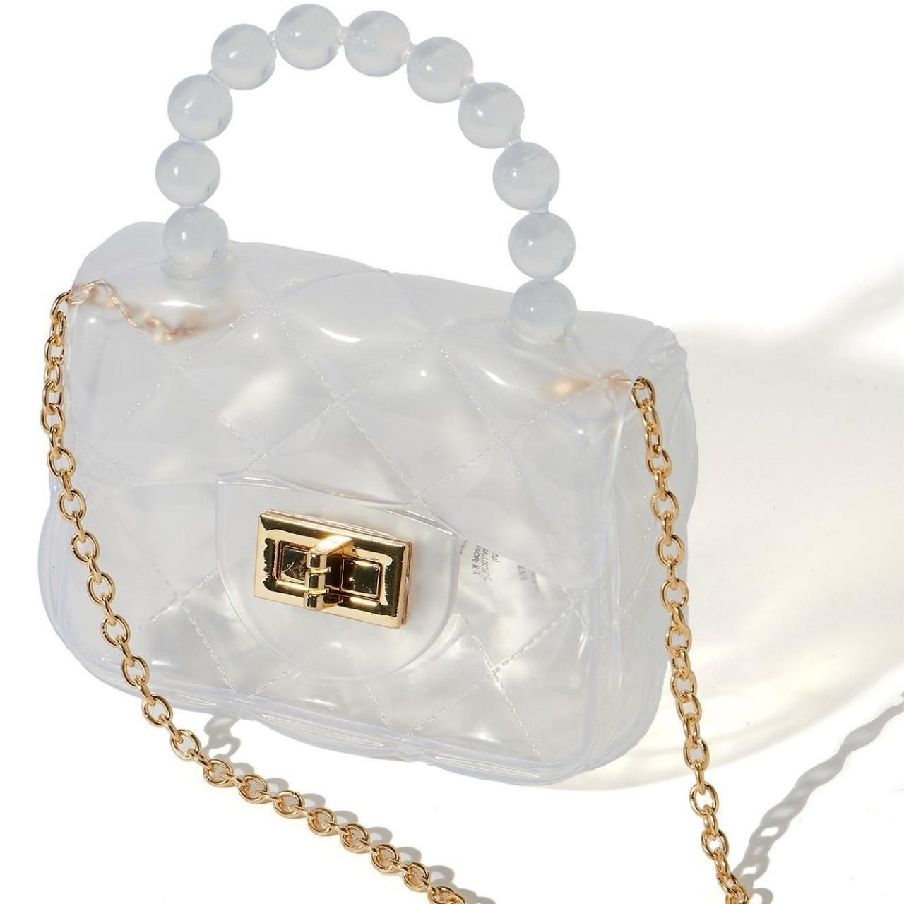 Forever 21 Clear Quilted Bag Silver Glitter Rubber Crossbody Bag