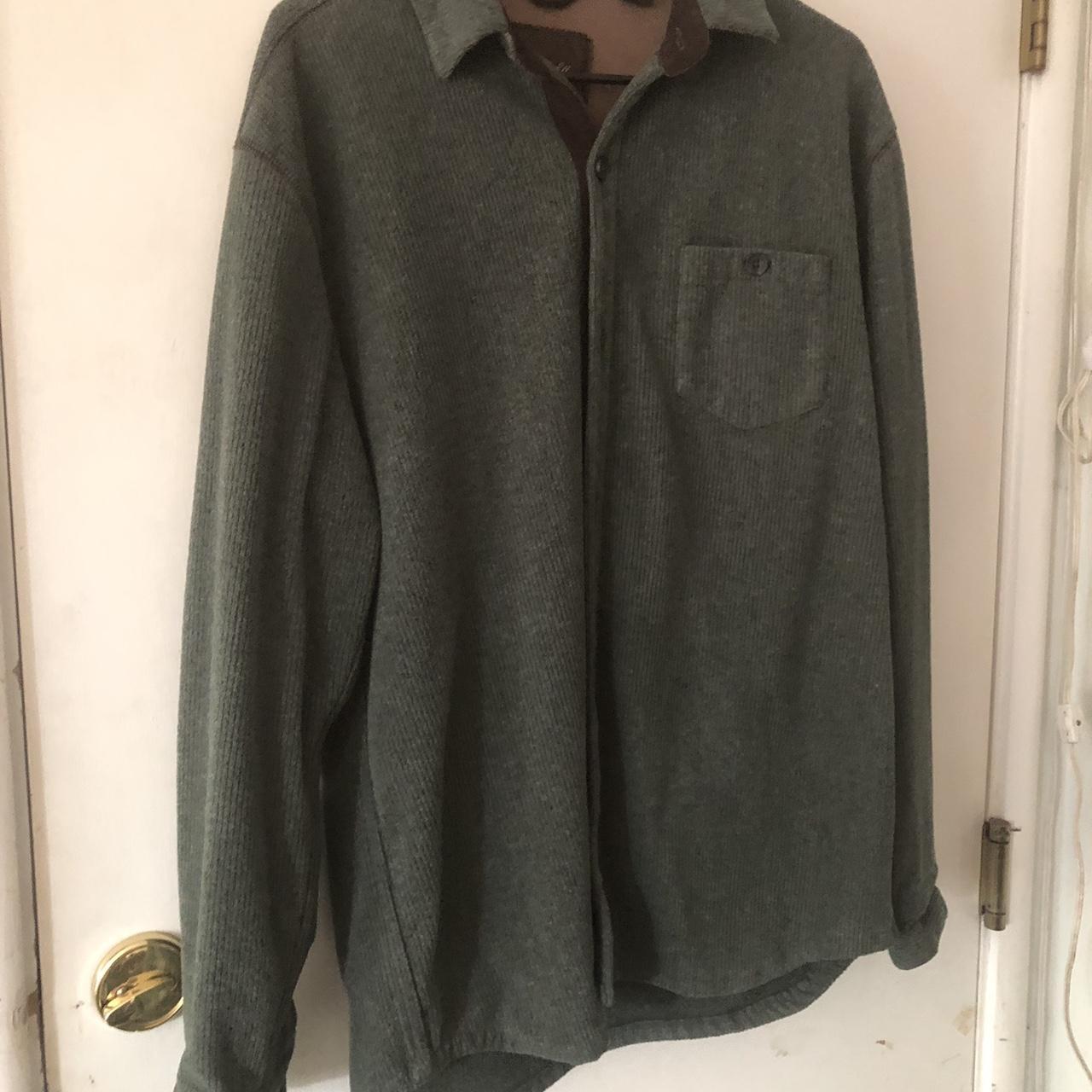 Tasso Elba corduroy flannel jacket green with brown... - Depop