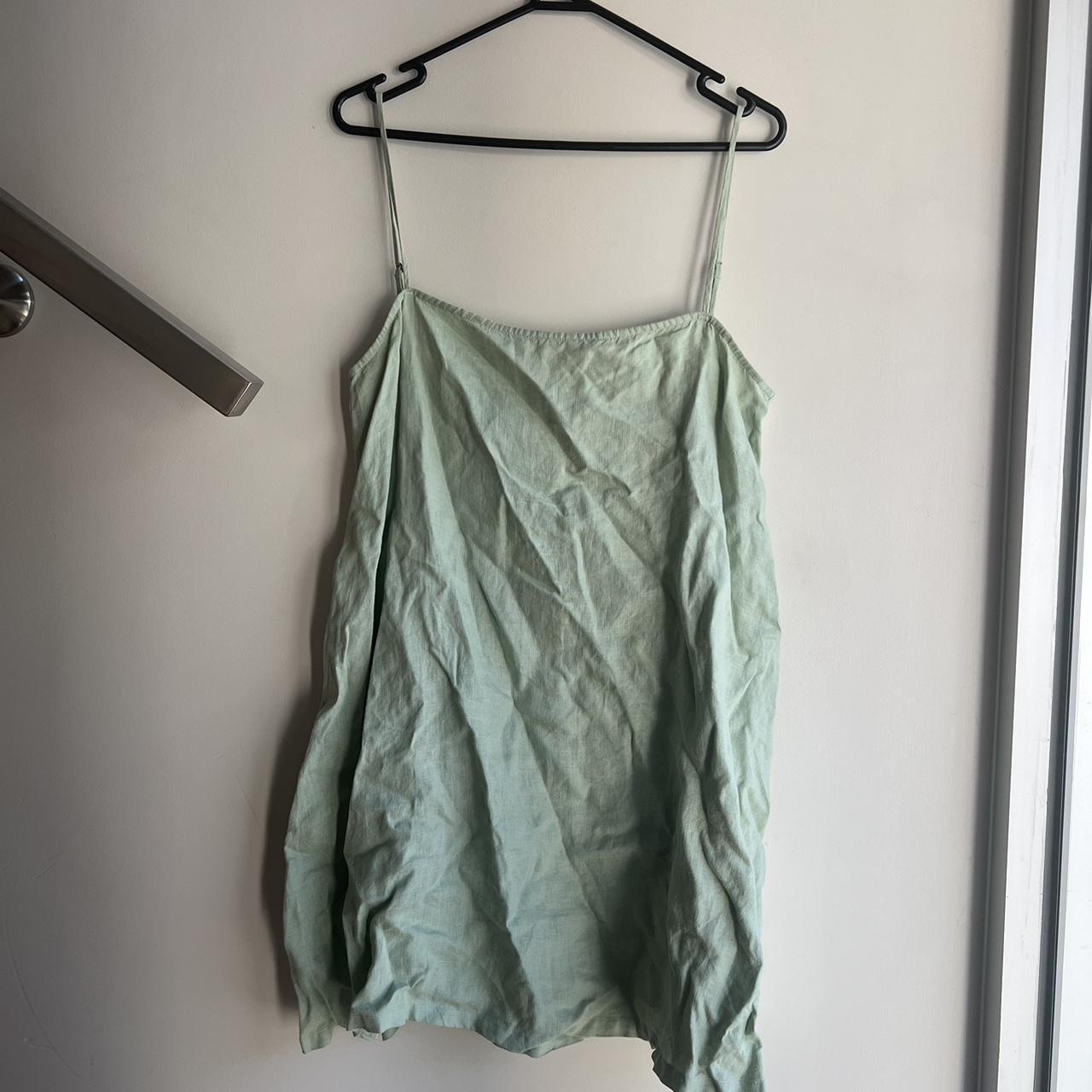 Assembly Label Linen Mini Dress Light green AUS 12 - Depop