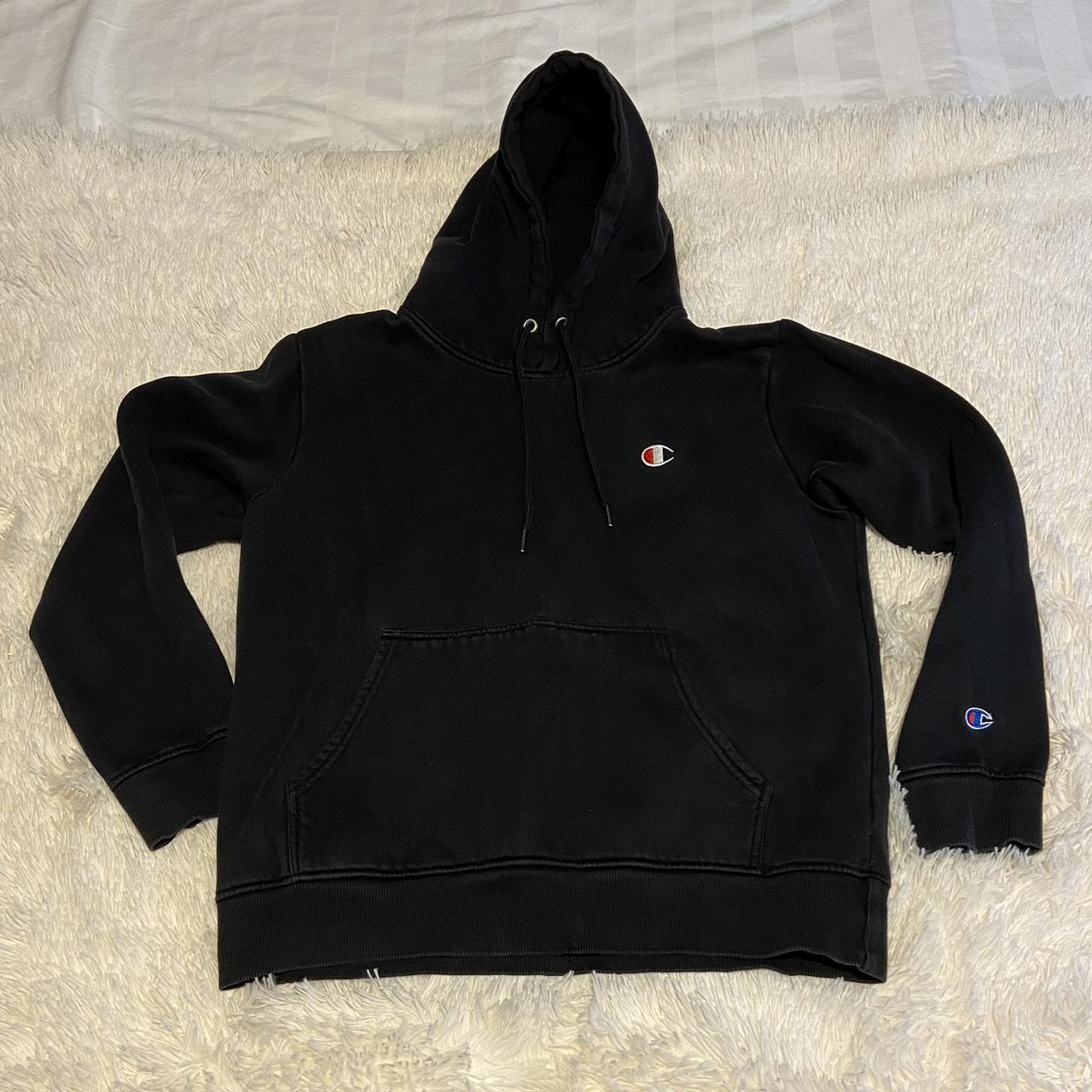 Black Champion hoodie. Shown on size 8 but would... - Depop
