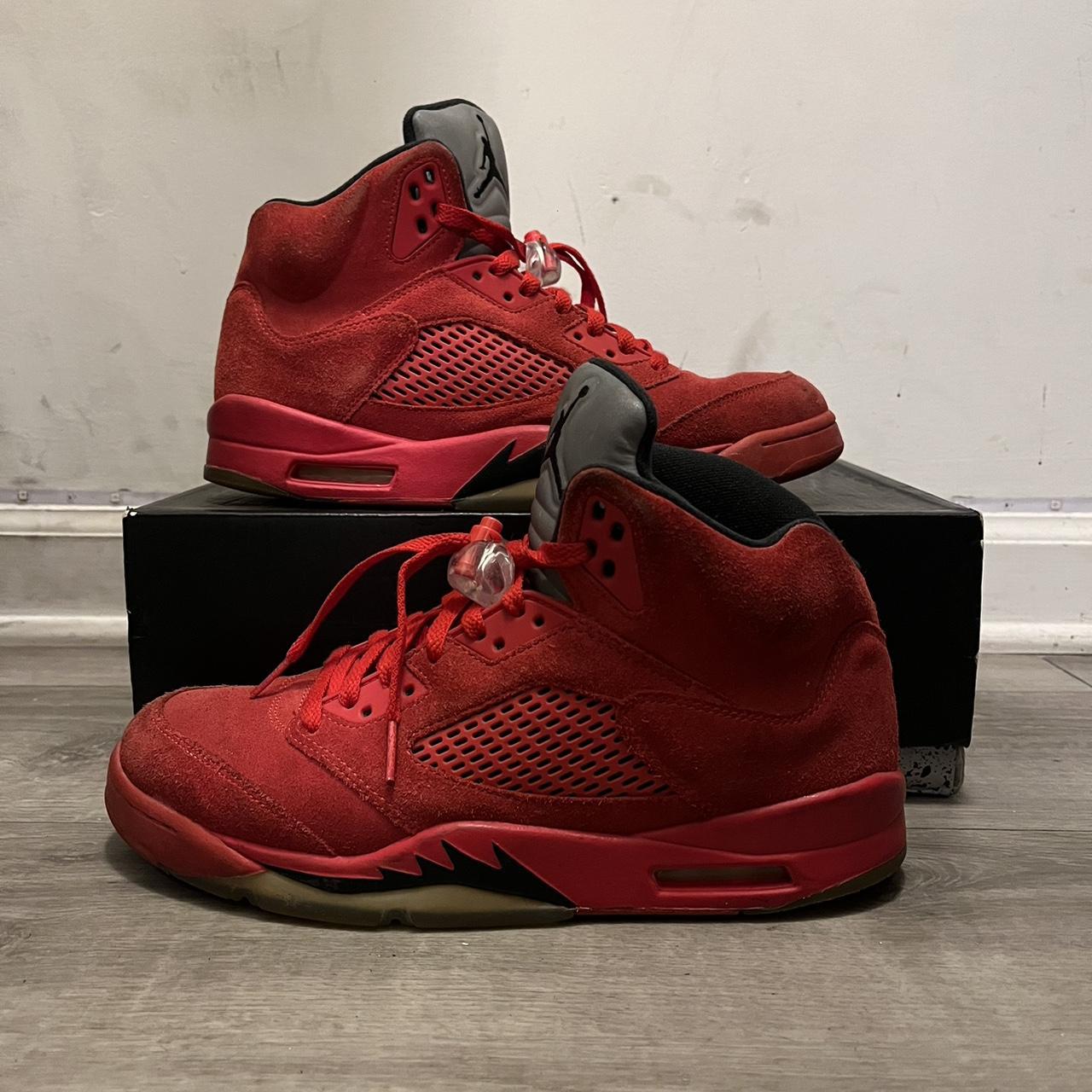 Jordan 5 Red Suede. Size 10.5. Shipping same or next... - Depop