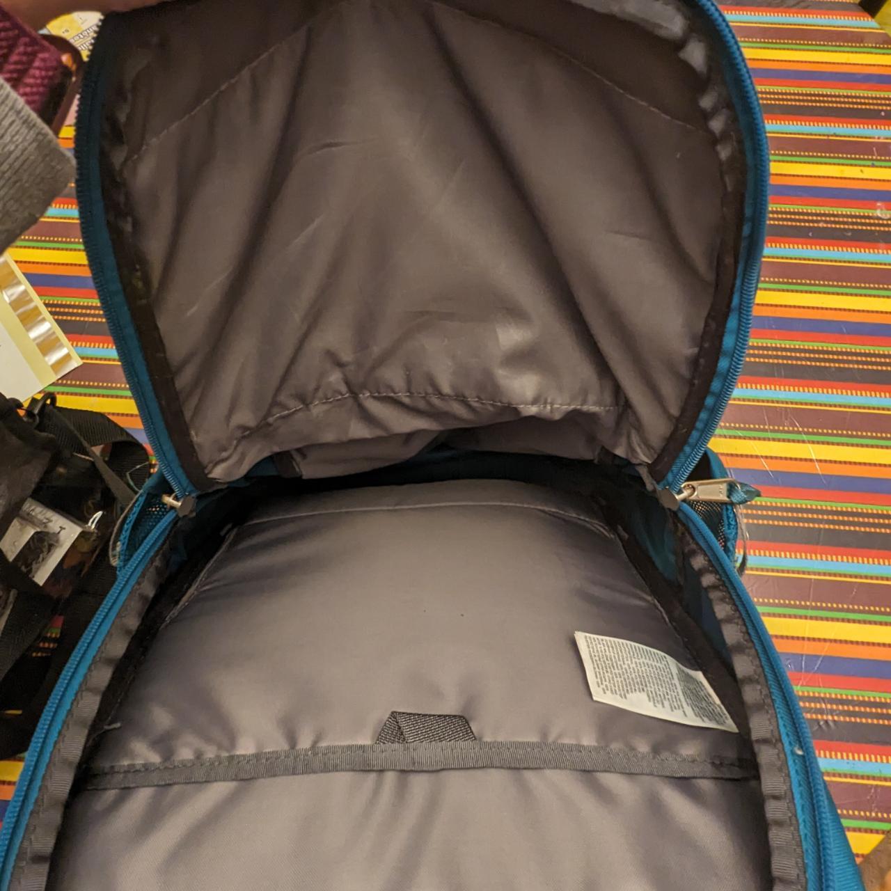 Teal, the North Face book bag, very sturdy, has a... - Depop