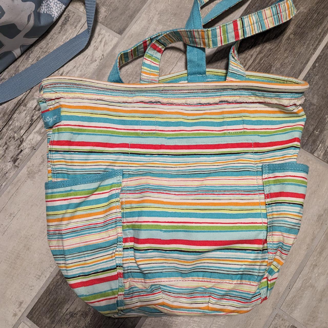 Thirty-one retro multicolored striped tote bag, has... - Depop