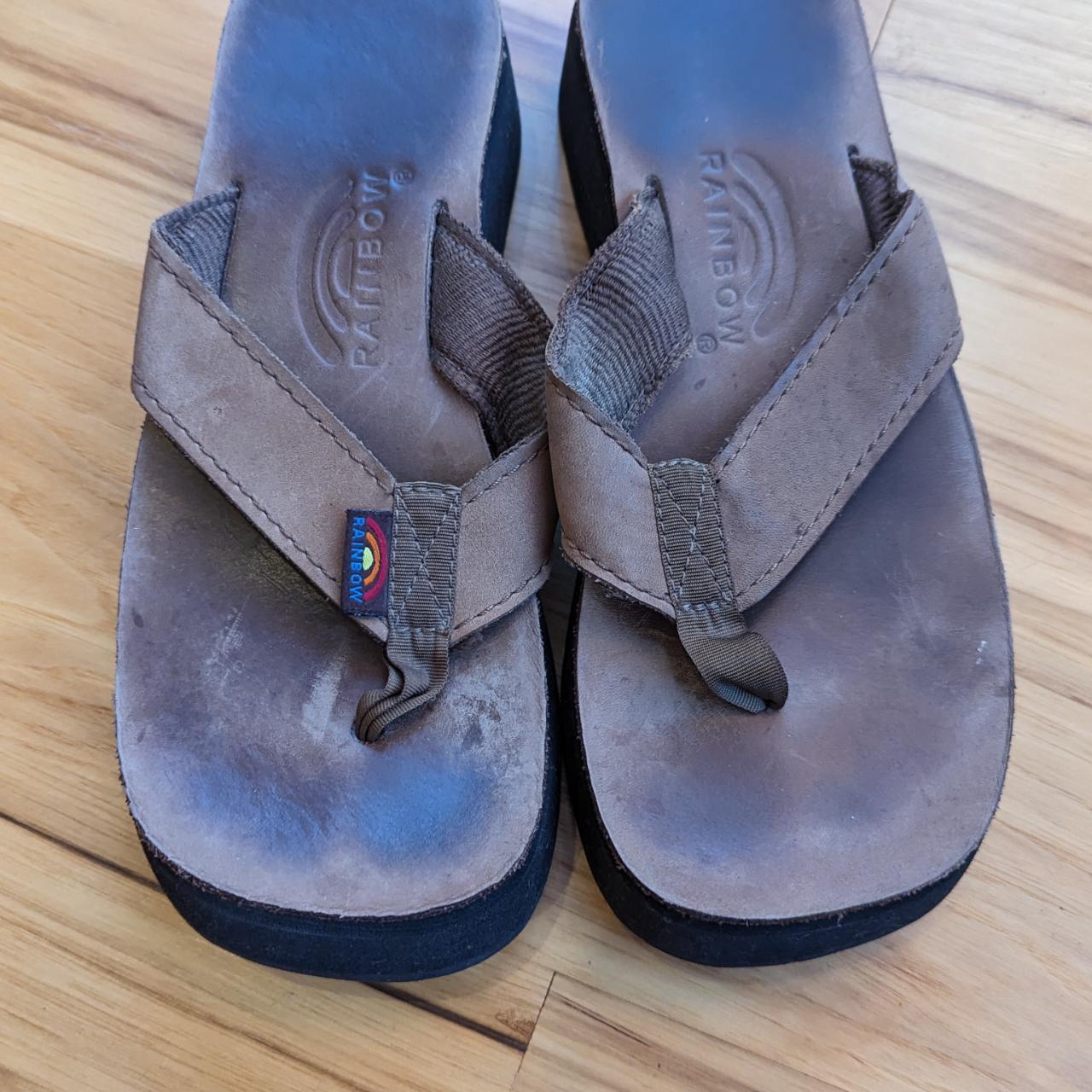 Rainbow platform sandals size 8, milk chocolate... - Depop