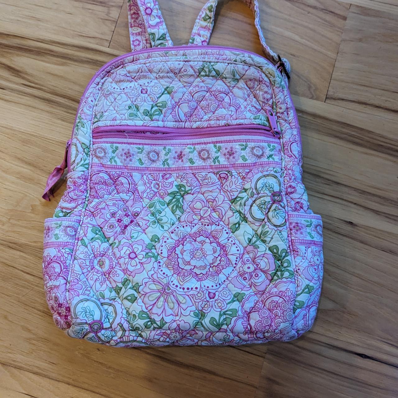 Vera Bradley Backpack Style bag, pink green and... - Depop