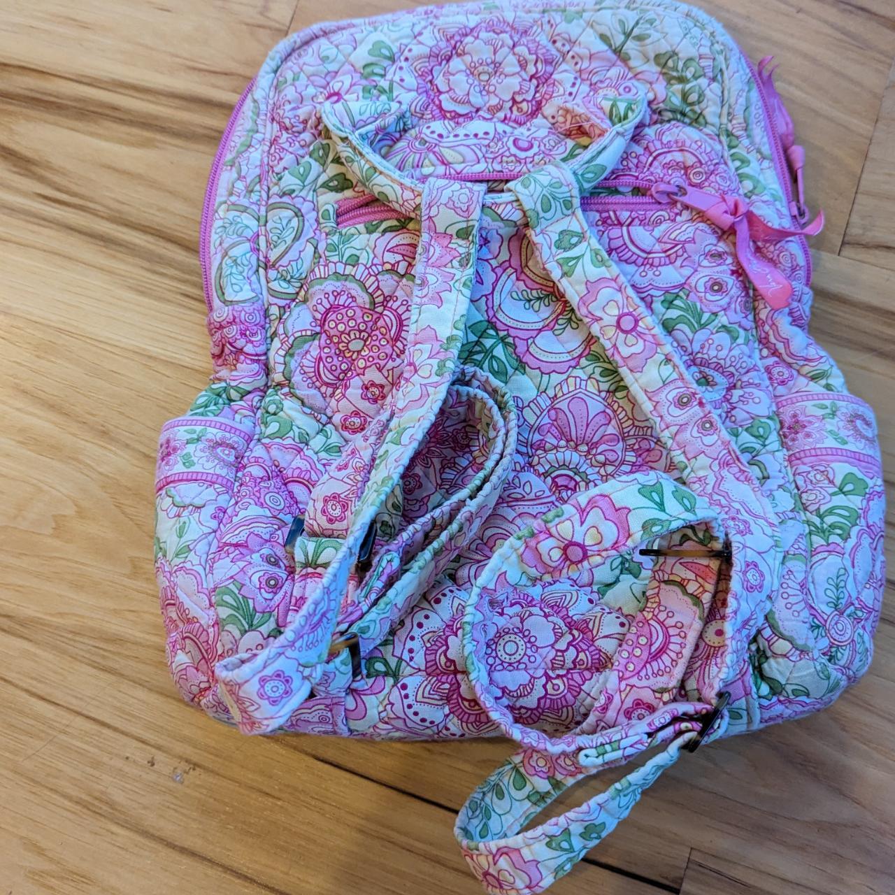 Vera Bradley Backpack Style bag, pink green and... - Depop