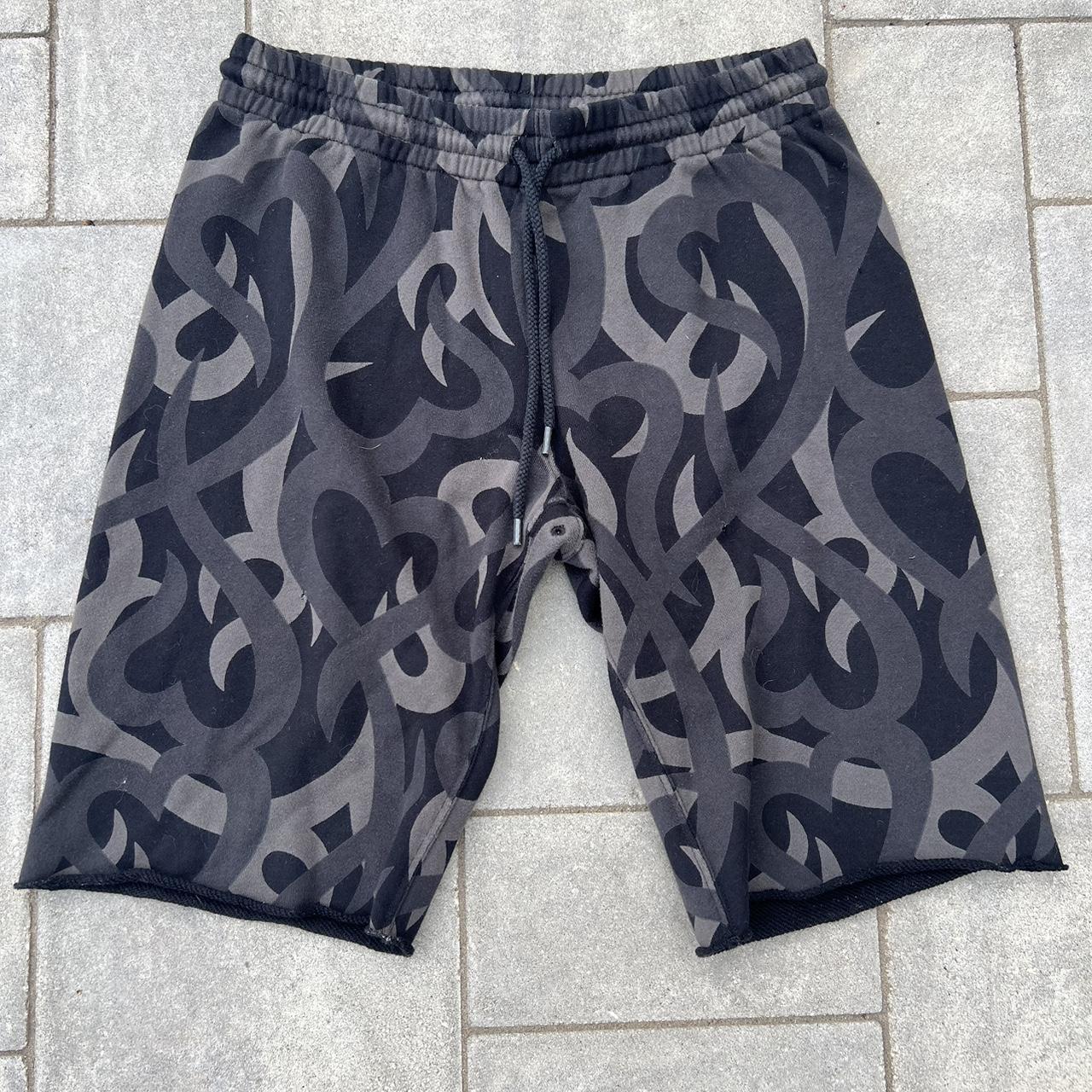 AW04 Number Nine Black Tribal Shorts Size 2 Super... - Depop