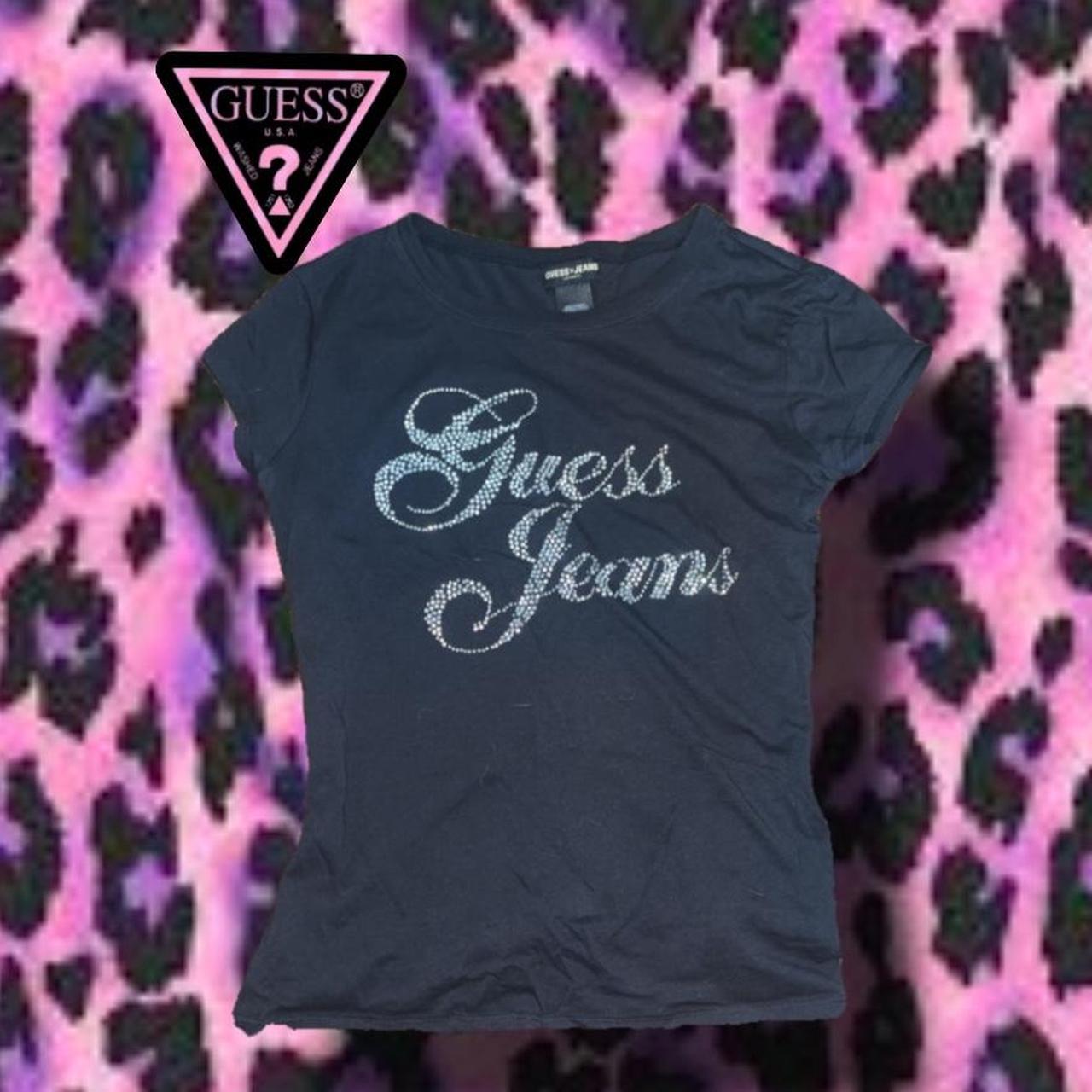 Guess jeans rinestoned t shirt Size xL I’d say fits... - Depop