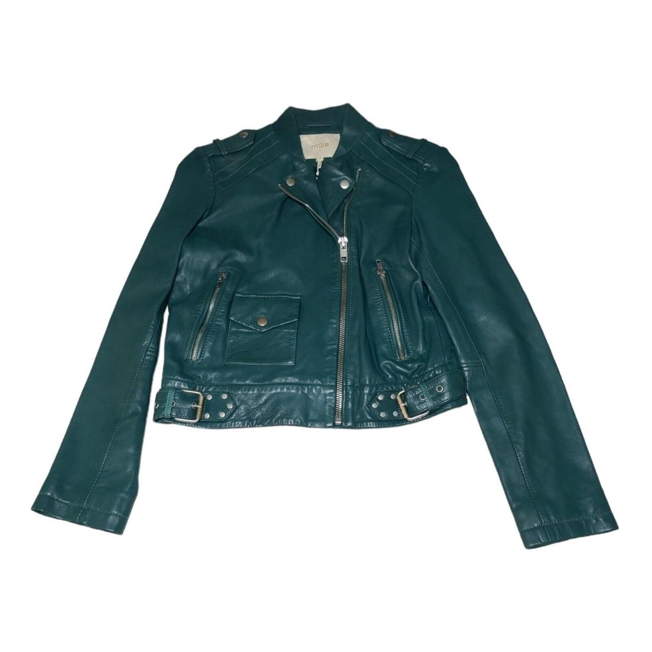 Store NWT Green Genuine Lamb Leather Moto Jacket S