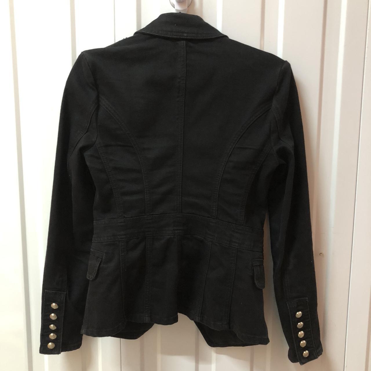Decjuba black denim blazer jacket size 6, gold buttons Depop