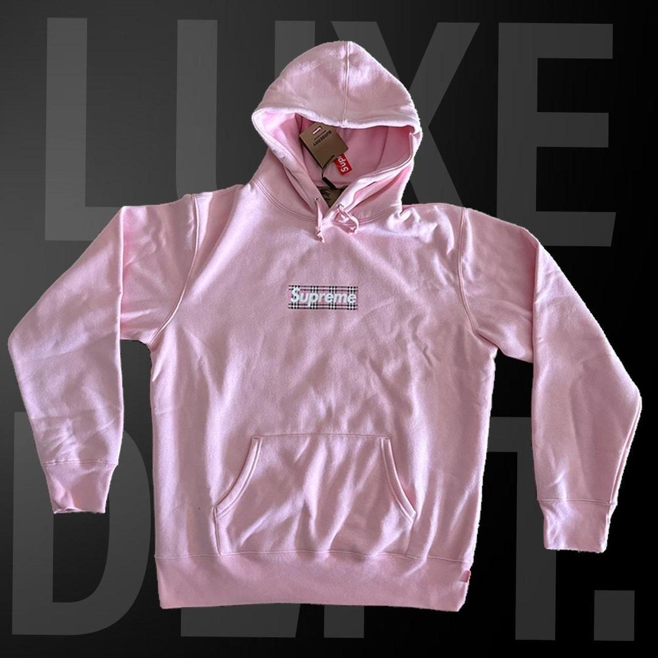 Supreme Burberry Box Logo Hooded Sweatshirt Light Pink | Supreme