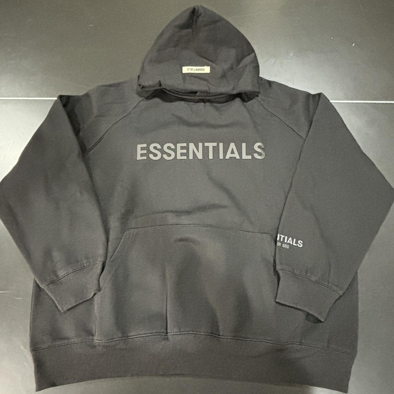 BLACK ESSENTIALS HOODIE - brand new - size L -... - Depop