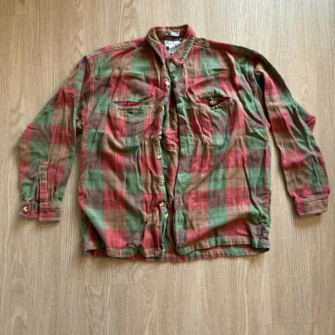 Goouch red and green flannel Size xL #vintage... - Depop