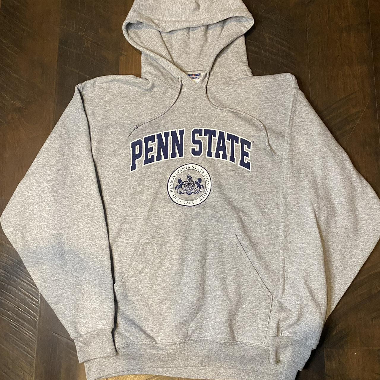 Jerzees Penn State Grey Hoodie size L measurements :... - Depop