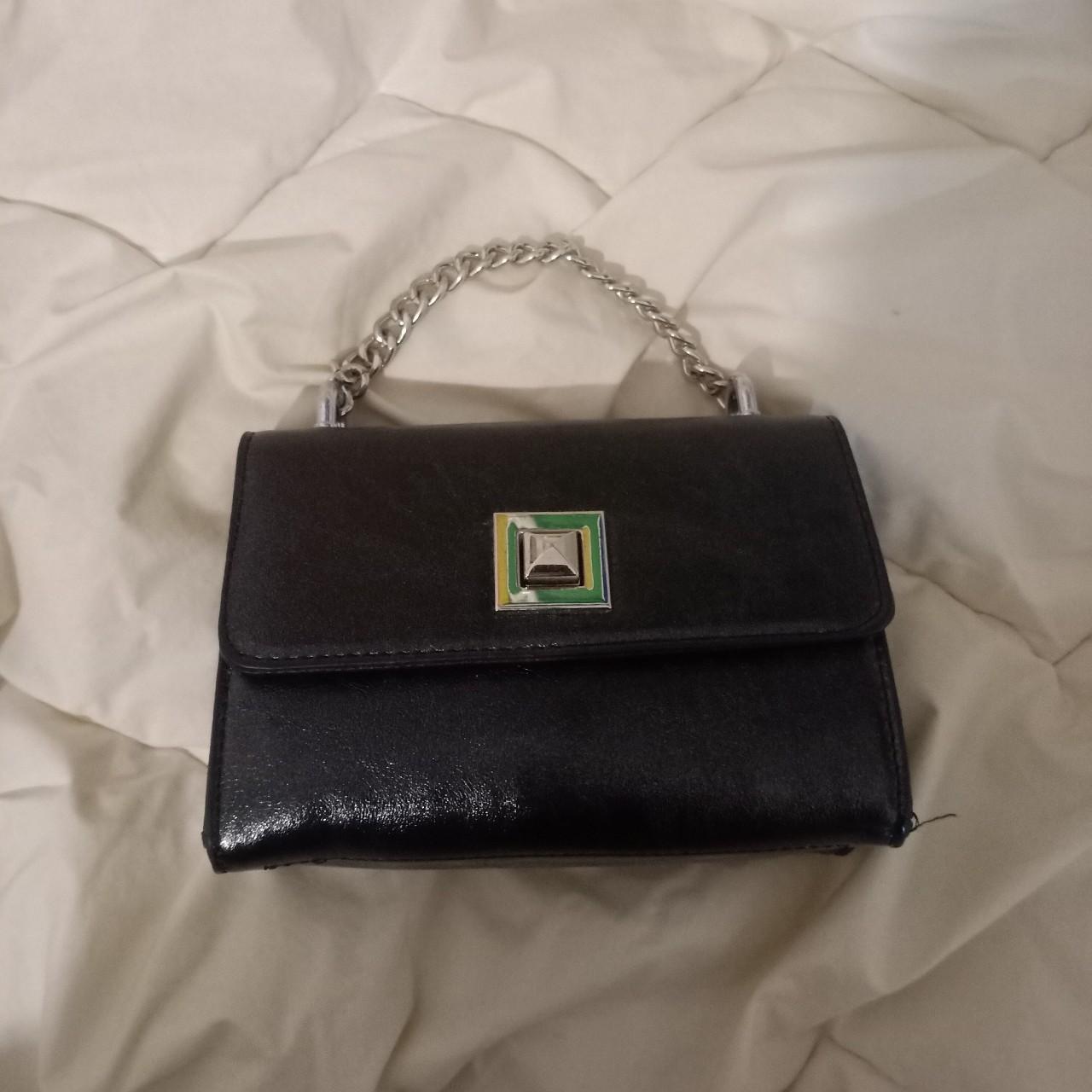 Fake leather bag with metal clasp and inner pocket - Depop