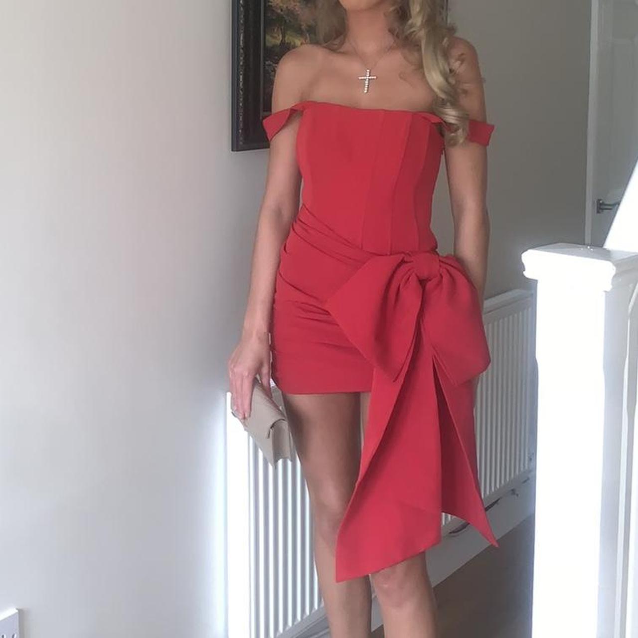 Red bow dress can wear straps on or off size 8 worn... Depop