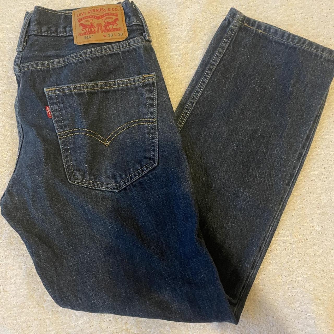 levi’s 514 30x 30 men’s dark blue jeans. in perfect... - Depop