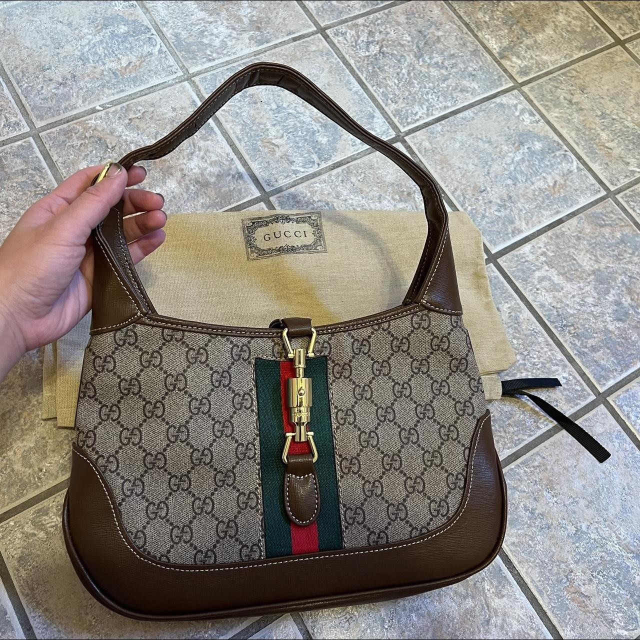 Authentic vintage Gucci Jackie hobo bag in monogram - Depop