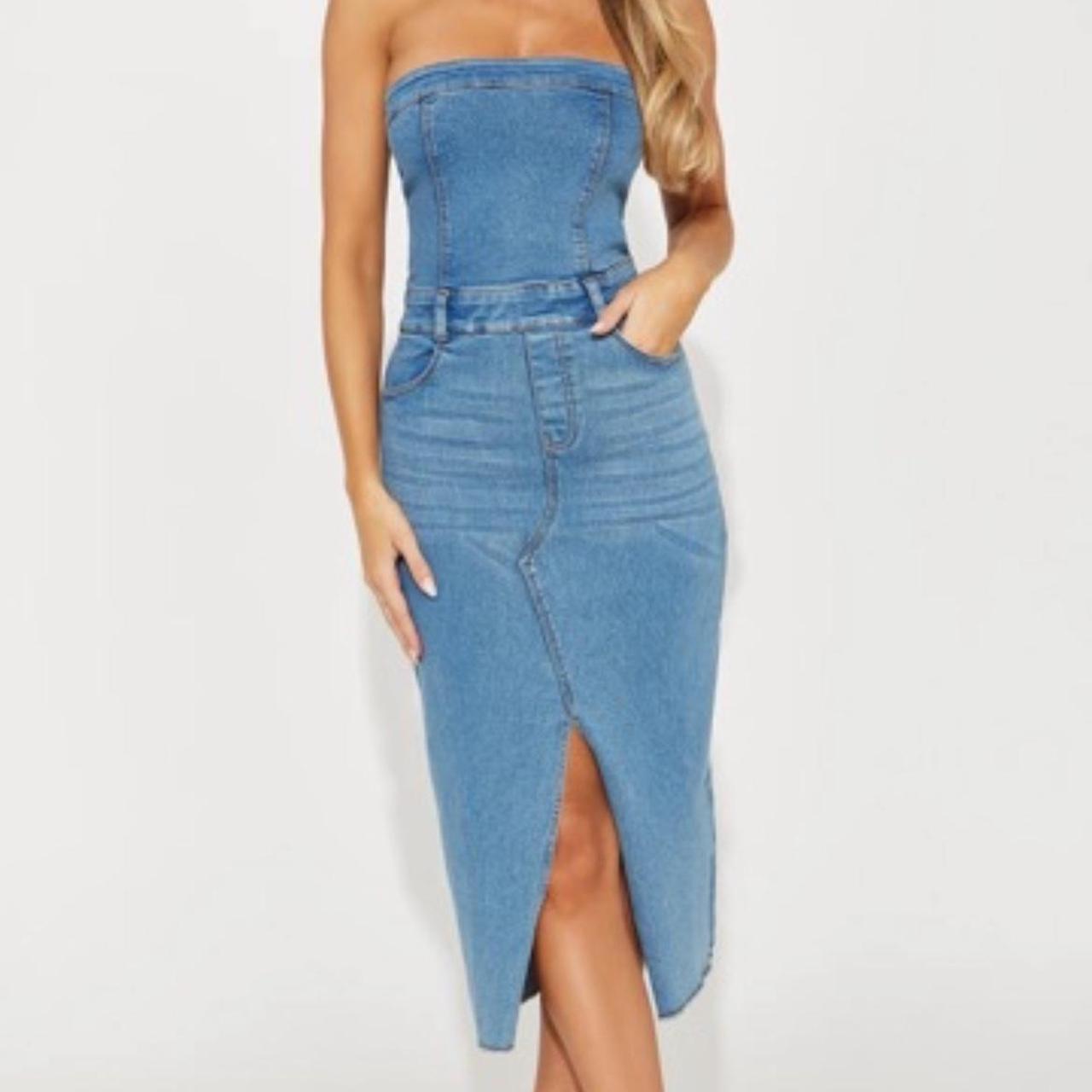 Sexy Long Jean dress. Fashion nova Large Depop