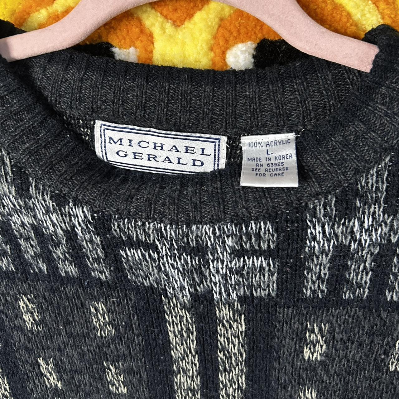 Vintage Men's Sweater - Black/Grey - L – Vintage … - image 3