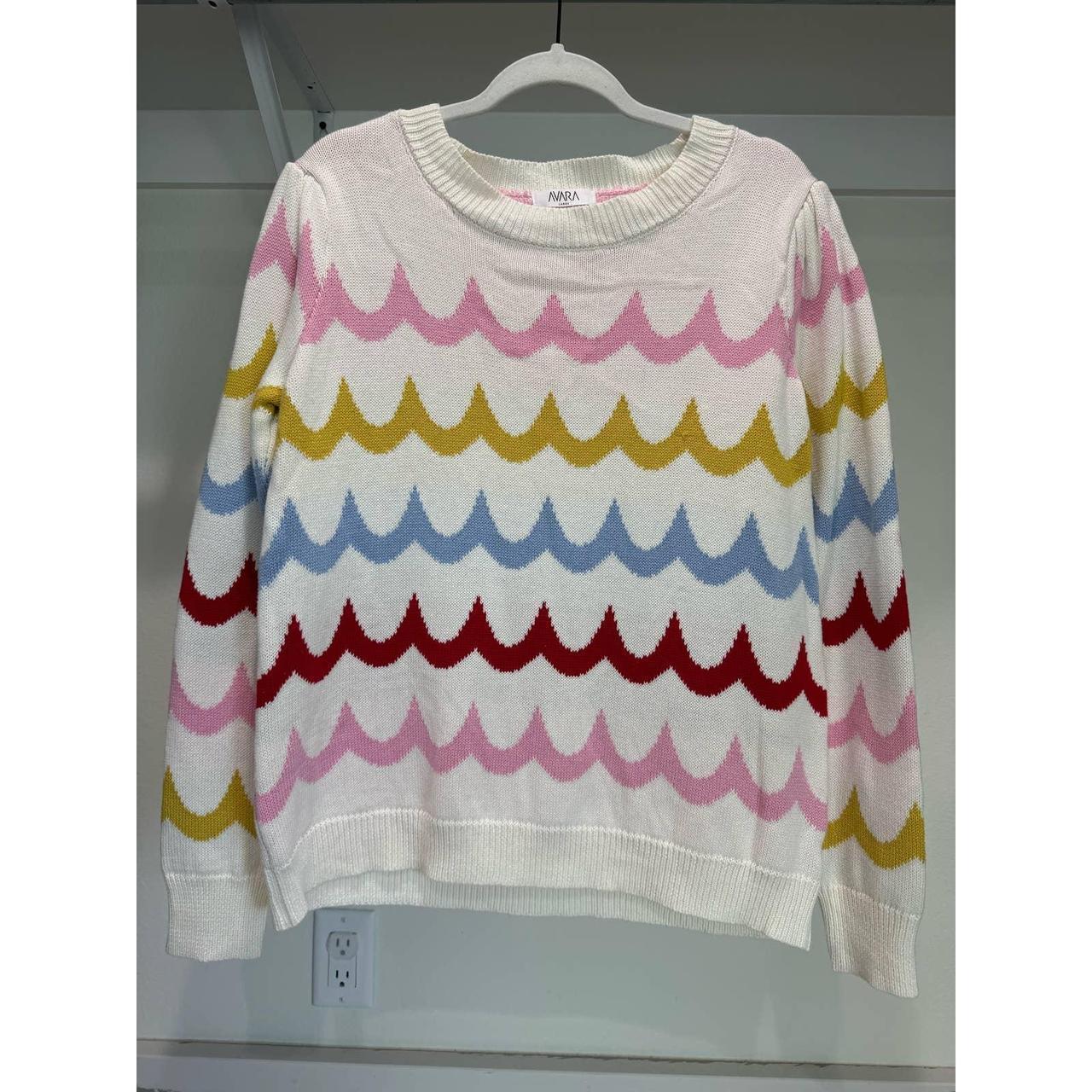 Avara Women's Addison Sweater Rainbow Stripe Size Large - Depop