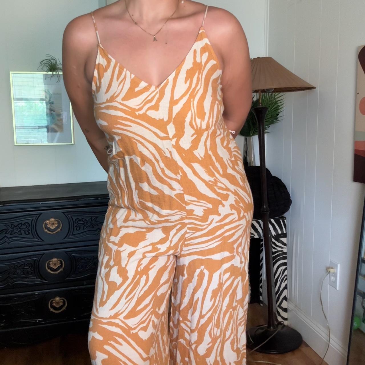 H M ORANGE ZEBRA PRINT JUMPSUIT Depop