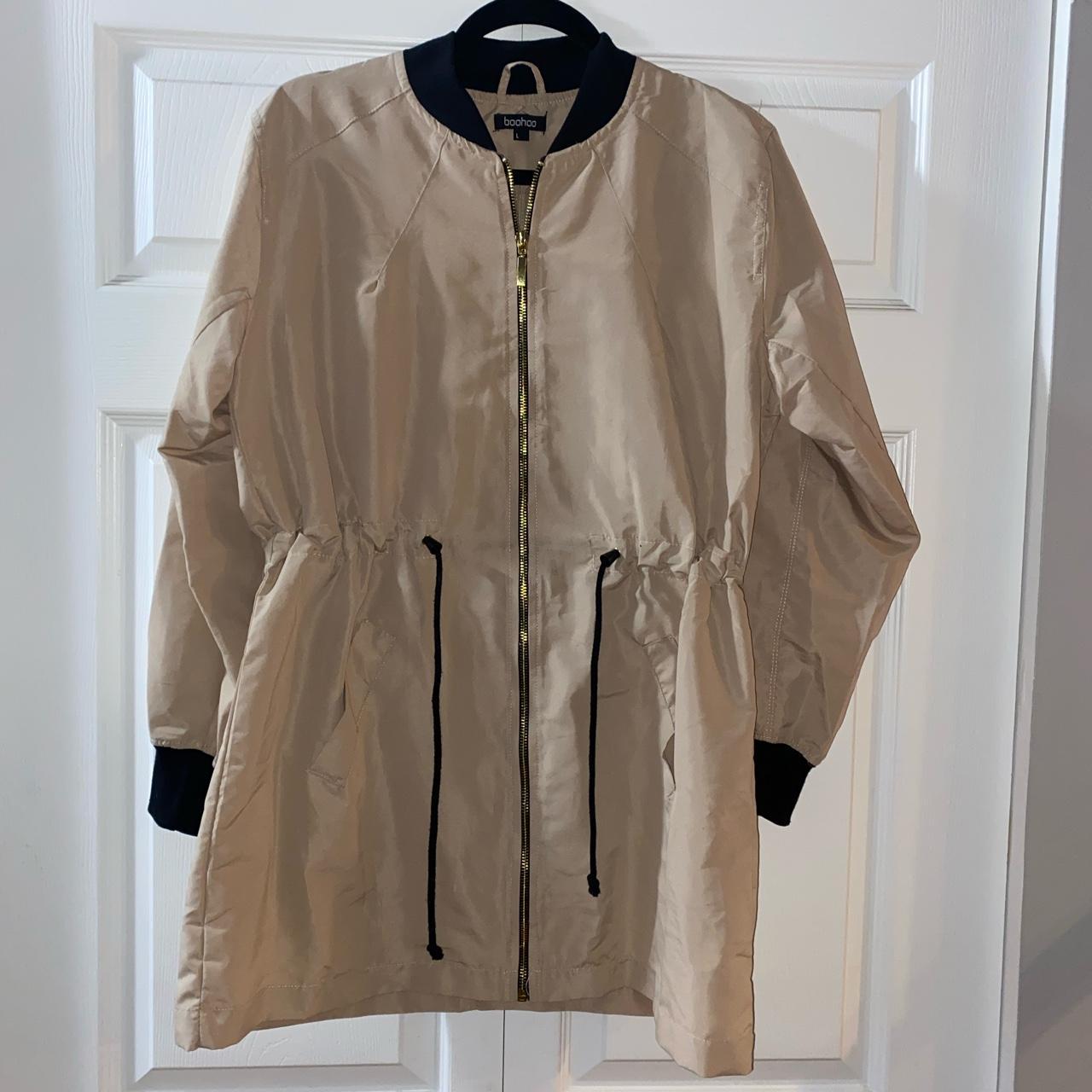 Boohoo jacket Cream with black trimming Gold... - Depop