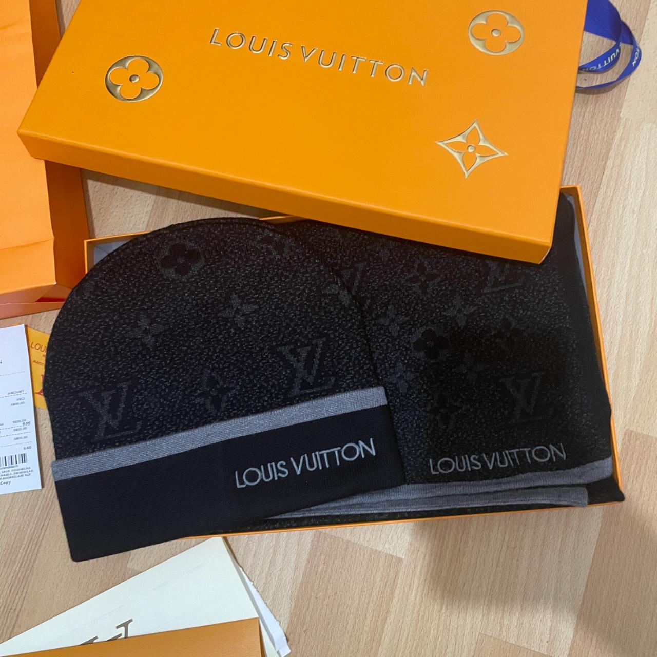 LV Beanie and scarf with receipt, box and bag - Depop