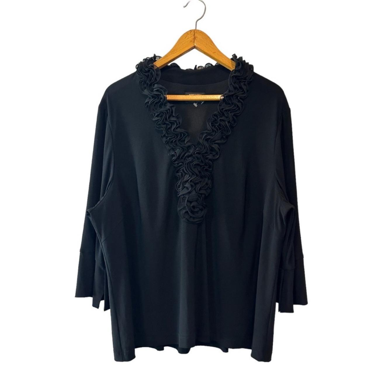 Adrianna Papell Evening Essentials Black Ruffle Neck