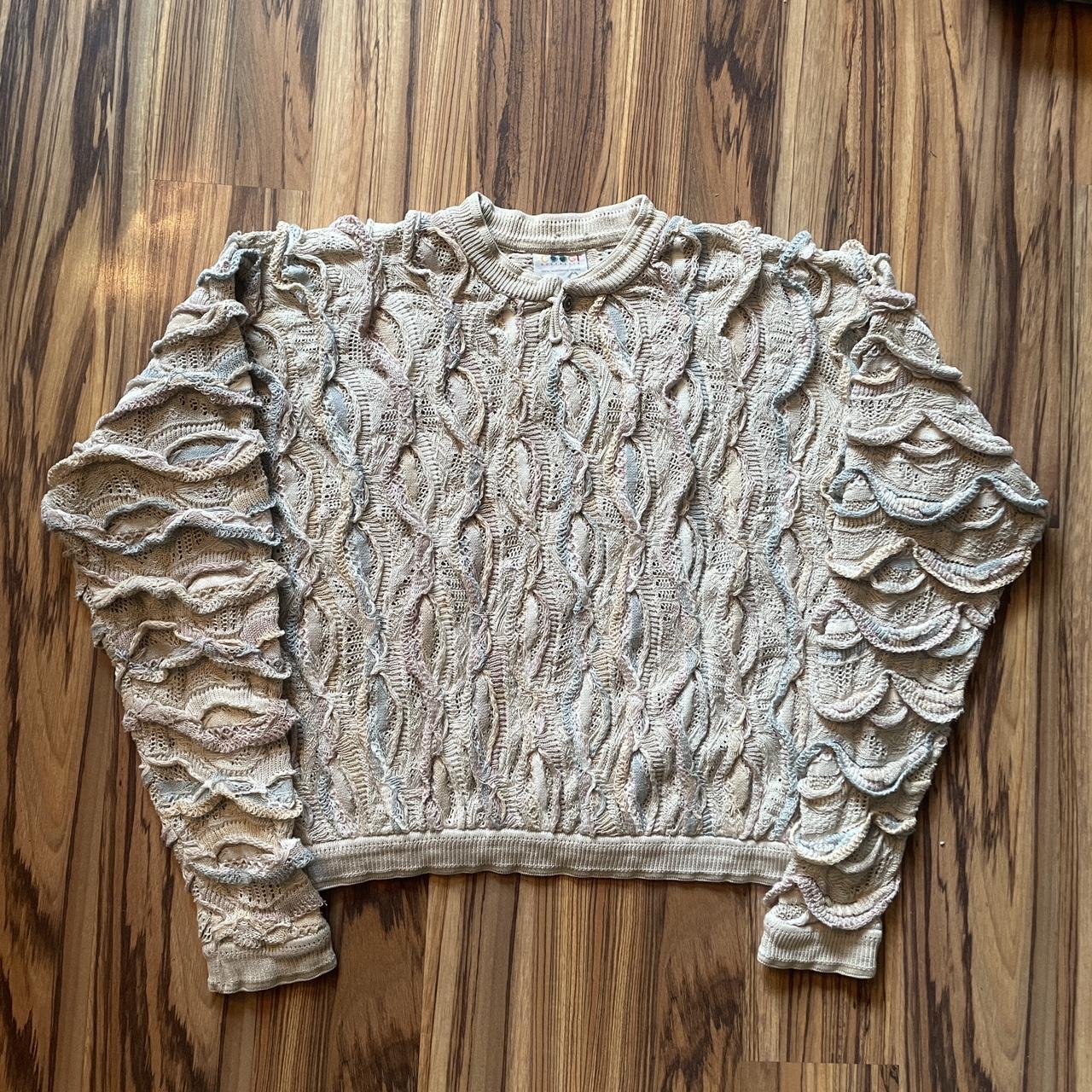 Coogi Sweater 90s Neutral Cream 3D Knit MADE OF... - Depop