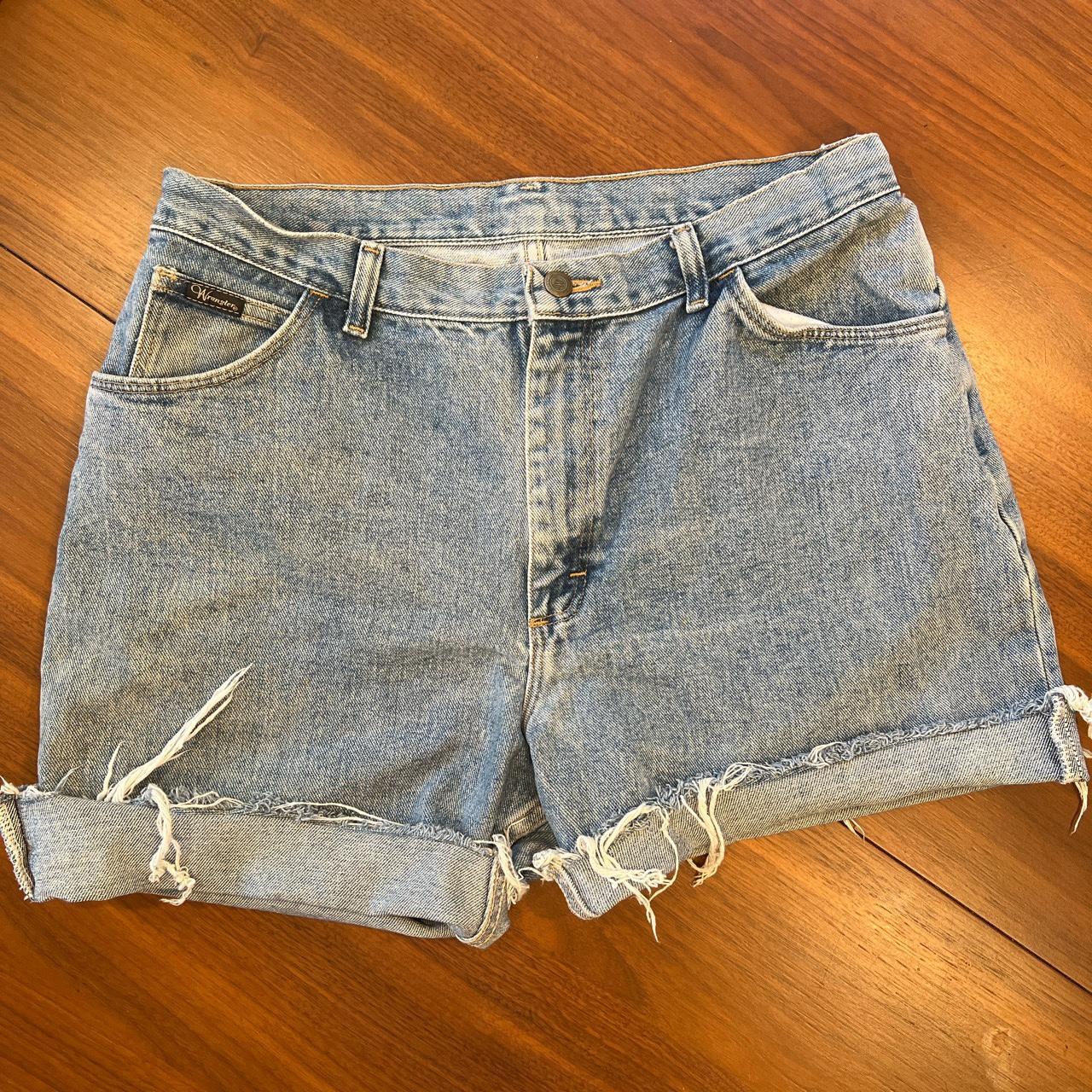 WRANGLER cutoff jean shorts High waisted 32”... - Depop