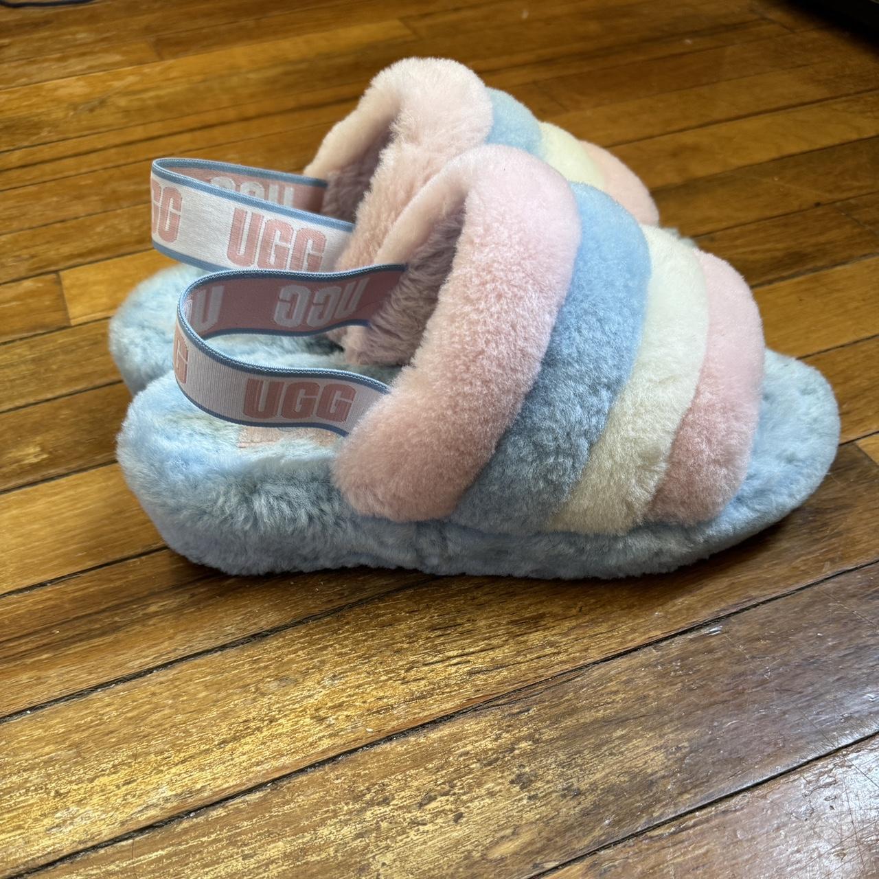 Ugg Disco Pink Blue And White Ugg Slides Ugg Slides Pink Blue