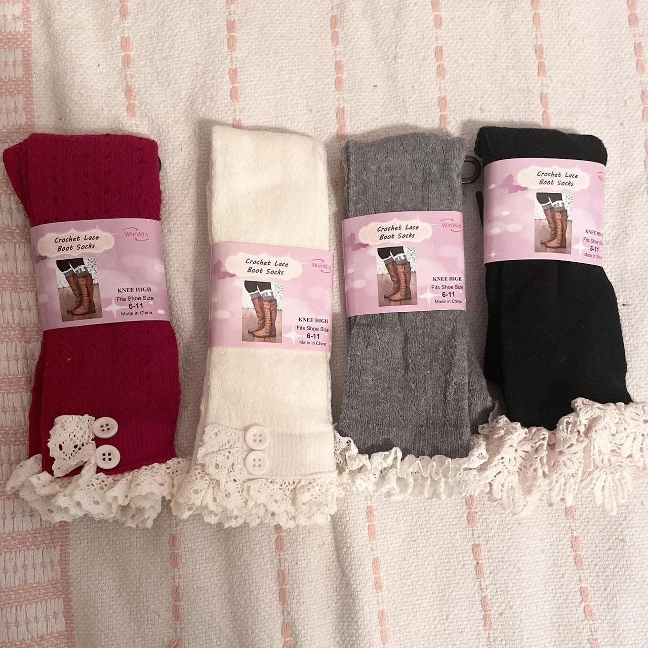 Lace sock bundle of 4 Coquette knee socks OUT OF... Depop