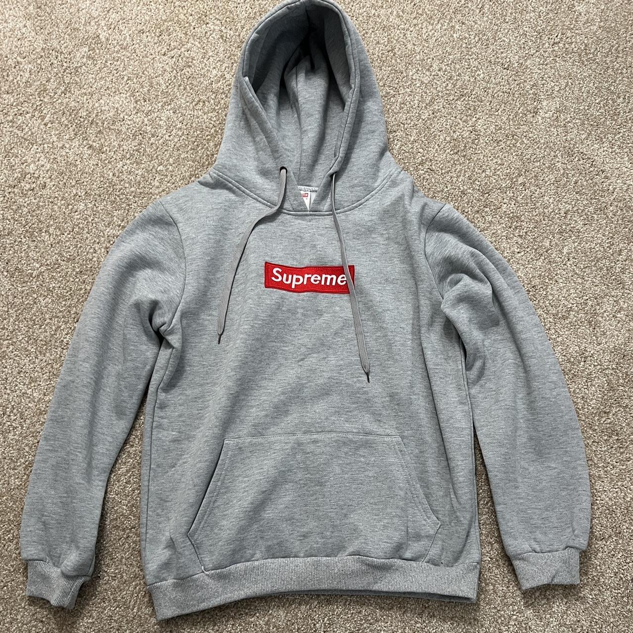 Fake grey outlet supreme hoodie