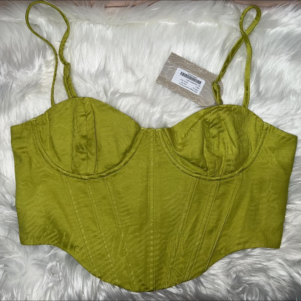 Meshki Green corset crop top fits like a medium... - Depop