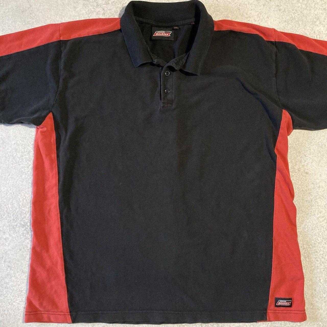 Dickies Polo T Shirt Work Uniform Red Black Mens... Depop