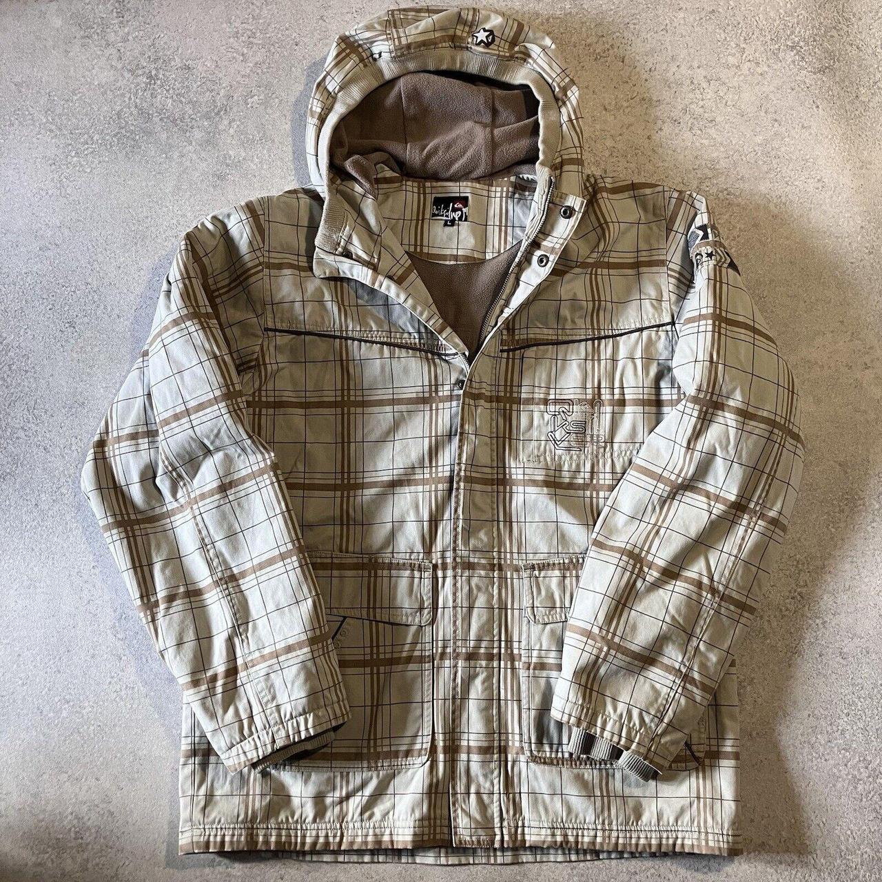 Y2K Quiksilver Ski Jacket Coat Size Large Fleece... - Depop