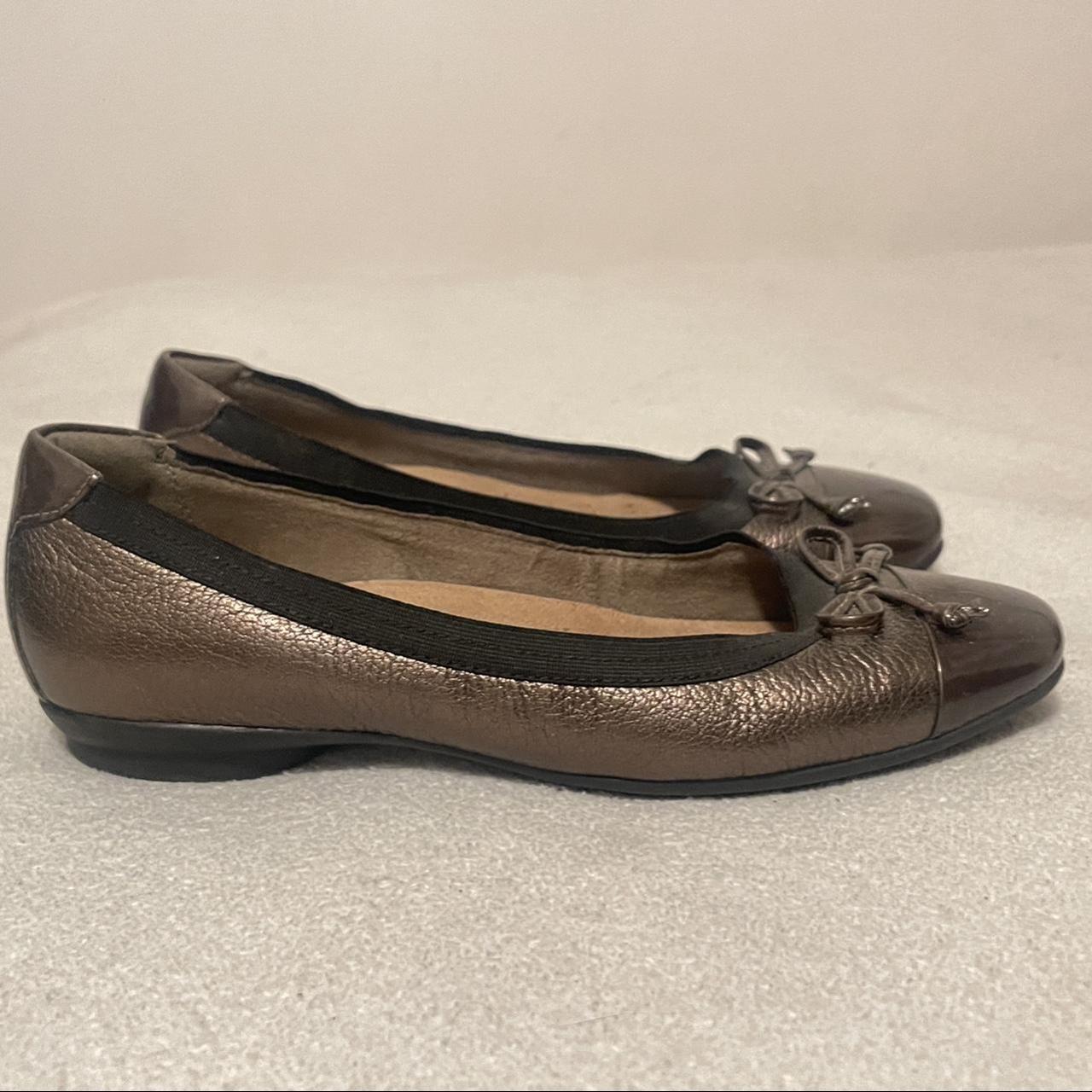 dark brown slip on ballet flats w/ bow. - Depop