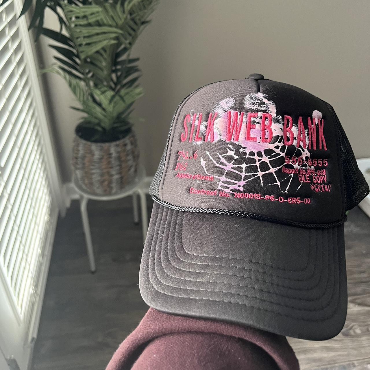 Spider worldwide silk popular web bank black trucker hat