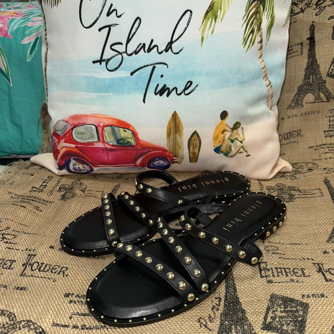 Gianni Bini Black Studded Band Sandals